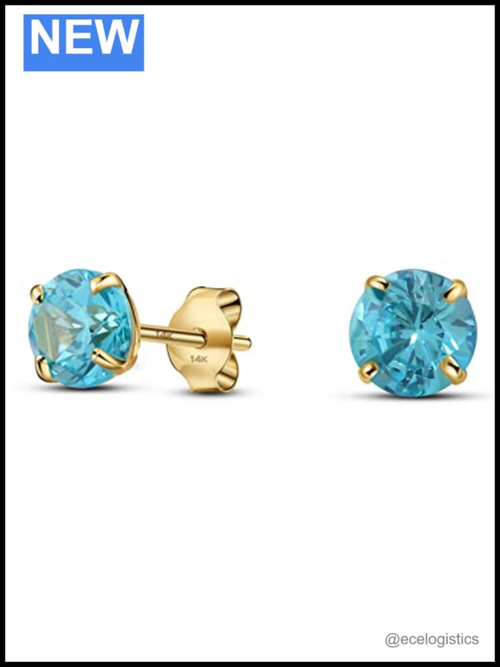 Solid 14K Yellow Gold Round Simulated Birthstone Minimalist Stud Earrings